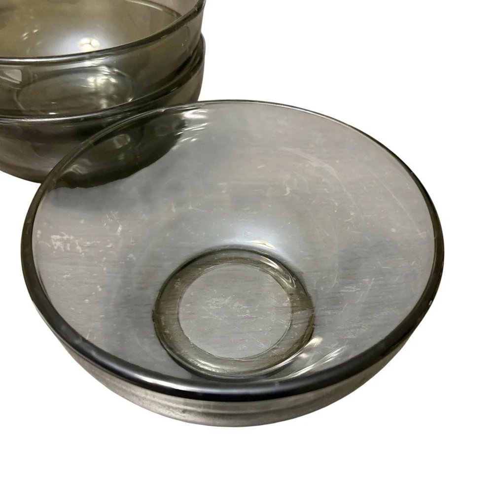 Set‎ Of 3 Vintage Forte Crisa Mexico Smokey Grey Glass 5 7/8